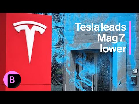 Tesla Leads Mag 7 Lower, Slides, Nvidia Drags Down AI Stocks, Newmont Shines