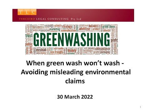 ACCC - When green wash won’t wash - Avoiding misleading environmental claims