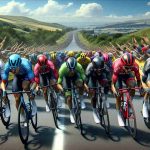 A high-definition realistic image of a new cycling breakaway moment during the Tour de France. The scene captures an exhilarating moment as a group of cyclists comprising of different genders and races, including Caucasian, Hispanic, Middle-Eastern, and Black, exert their fullest physical abilities to break away from the peloton. Their unparalleled determination amid the picturesque landscape of France's rural routes under a clear, bright sky results in a powerful, suspense-filled spectacle. Their colorful jerseys stand out vividly against the scenic greenery, adding to the lively ambiance of the moment.