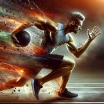 Generate a realistic HD image of an energetic scene where a competitor, perhaps in a sporting event, takes charge to make an impactful breakaway, with intense focus and physical strength on full display.