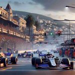 Render a high-definition, realistic image capturing the intense highlights of a free practice session of a Grand Prix in a coastal city, with high-profile racing cars thundering down the track, drivers carefully manipulating their machines, and pit crews working diligently. The environment should capture the unique elements of the coastal city, with the backdrop offering a glimpse of its rich architecture and beautiful seashore.