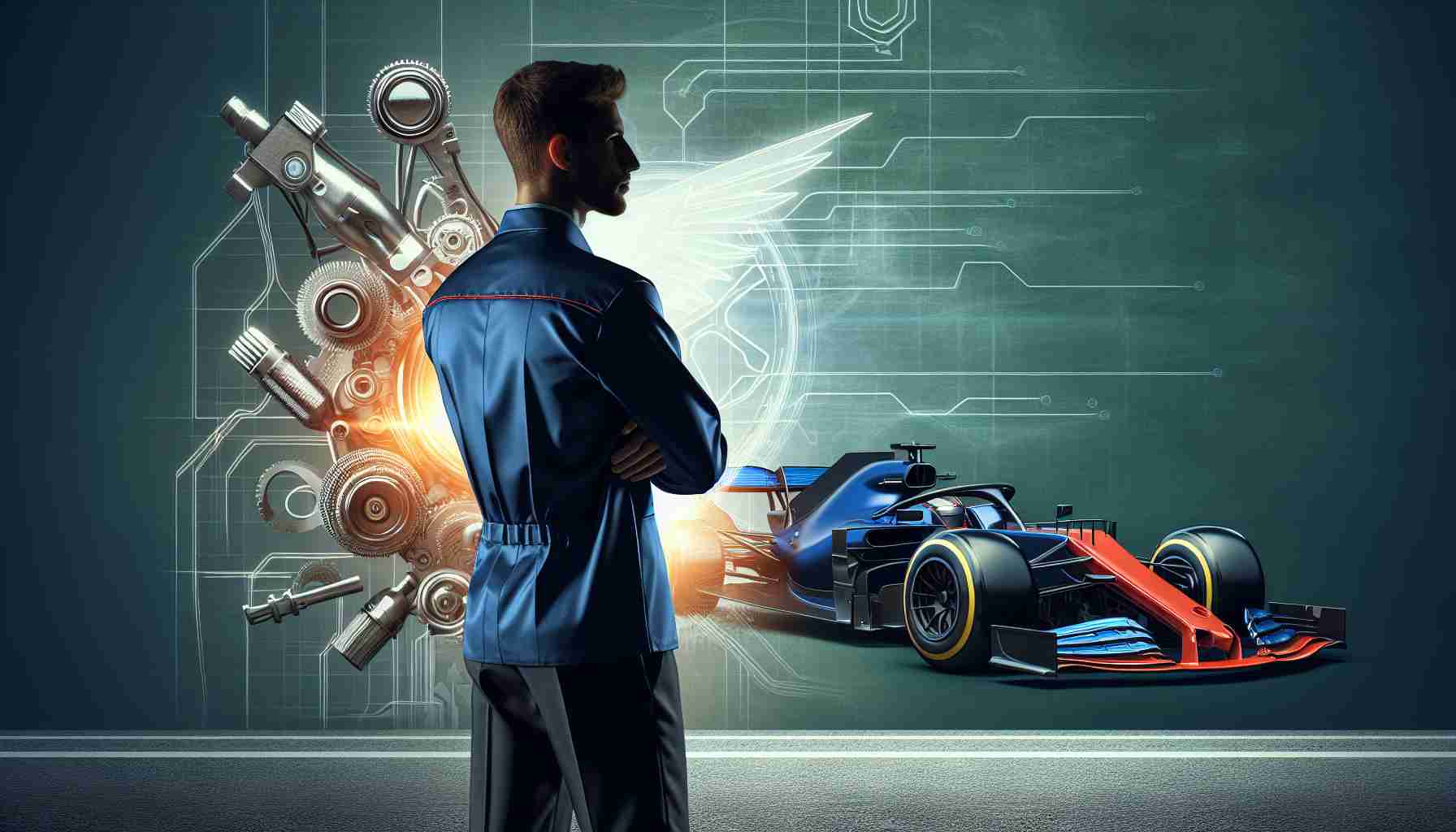 Realistic high-definition image showcasing a commendable automotive engineer joining a famous British sports car manufacturer. It signifies a new chapter for this technical genius in the realm of Formula One racing.