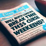 Realistic HD image of a text headline reading 'Will North Carolina Break the Curse This Weekend?'