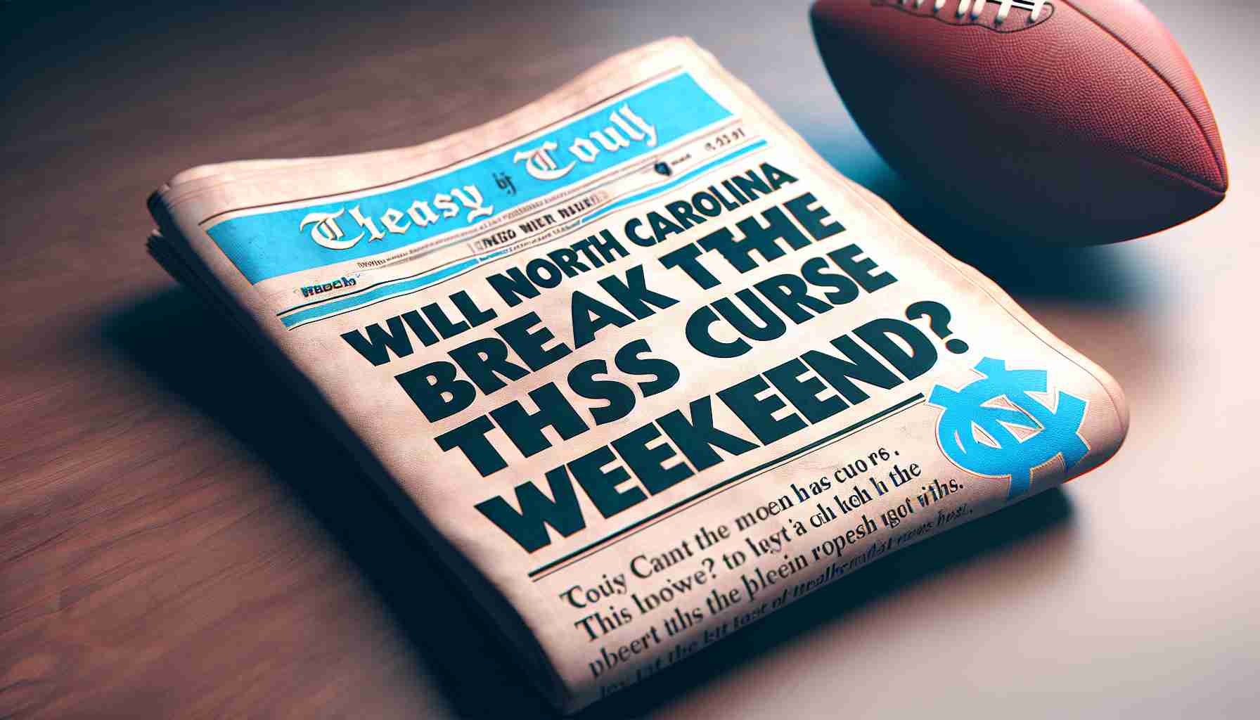 Realistic HD image of a text headline reading 'Will North Carolina Break the Curse This Weekend?'