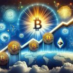 Create a high-definition, realistic image depicting the concept of rising hopes for a global cryptocurrency amidst rebranding. The image should include symbols for cryptocurrency, such as Bitcoin, Ethereum or other recognizable tokens, illustrated with an upward trajectory to signify rising hopes. The process of rebranding may be symbolized by changes in color, symbol shape, or other visual cues. Be sure to maintain an optimistic mood in the depiction, suggesting a positive future for cryptocurrency.