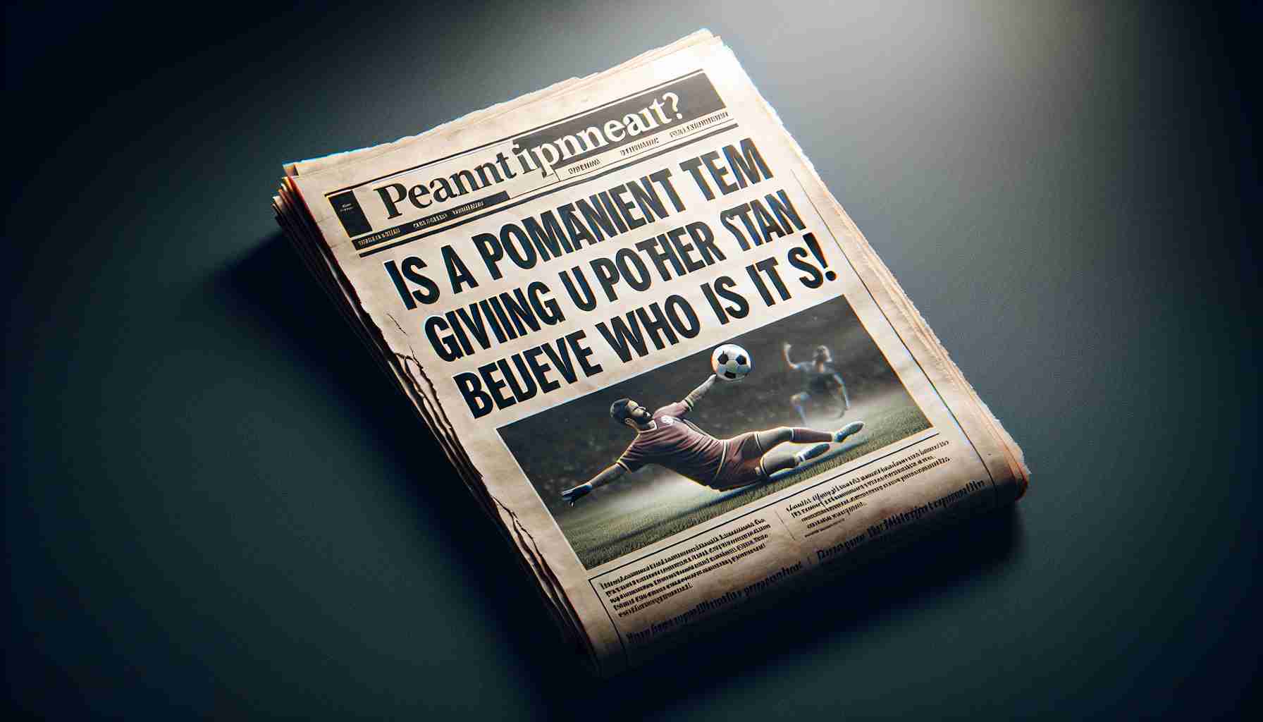 Realistic high-definition image of a headline that reads: 'Is a prominent football team giving up on another star player? You won't believe who it is!' There is an aura of suspense and intrigue around the headline.