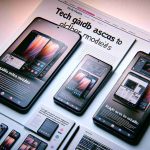 Generating an image of a technology news headline stating 'Tech Giant Expands Studio Access to Earlier Models'. The image should include various earlier models of a well-respected smartphone in high definition, showcasing their sleek design and advanced features. The focus of these smartphones should be on their screens, which displays a graphic design software being accessible on these older models. A soft gradient background from a cool white to a light grey enhances the visual appeal. Use a brochure-style layout to showcase the smartphones and their software accessibility. Everything should be presented in a neat, professional and visually appealing style.