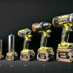 Create a realistic high-definition image representing the transition from nickel-cadmium (NiCad) to lithium-ion batteries in the context of Ryobi tools. The image should include older tools powered by NiCad batteries slowly evolving into modern tools with lithium-ion batteries. Please ensure the differences in the batteries are clear, like size, shape, and color differences, and also indicate the evolution in tool technology.