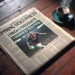 A highly detailed, high-definition image of a newspaper sporting headline revealing unexpected star player in the Premier League. The headline could read 'Surprising Discoveries Indicate Underdog Rising in Premier League'. The newspaper is outspread on a mahogany table with a steaming cup of coffee beside it. The newspaper is detailed and clear, the text is legible, and the table and coffee cup are clearly in view. Furthermore, the picture comprises subtle lighting, showcasing the rich hues of the mahogany table and the steam rising from the coffee.