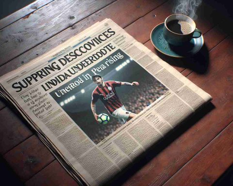 A highly detailed, high-definition image of a newspaper sporting headline revealing unexpected star player in the Premier League. The headline could read 'Surprising Discoveries Indicate Underdog Rising in Premier League'. The newspaper is outspread on a mahogany table with a steaming cup of coffee beside it. The newspaper is detailed and clear, the text is legible, and the table and coffee cup are clearly in view. Furthermore, the picture comprises subtle lighting, showcasing the rich hues of the mahogany table and the steam rising from the coffee.