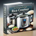 A realistic, high-definition image of a comprehensive guide book on choosing the right rice cooker. The front cover of the book should prominently display the title. The cover could also feature a variety of rice cookers, showcasing different sizes, styles, and shapes to reflect the diversity of options available. The background could be a kitchen counter or a related setting appropriate for a rice cooker. Ensure the guidebook looks professional, providing a sense of reliability and authority on the topic.