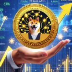 Generate a high-definition image depicting a surge in the value of a fictional cryptocurrency, represented as a golden coin with the emblem of a cheerful Shiba Inu dog, in response to a hypothetical government initiative. This initiative is announced by a renowned tech entrepreneur, recognized for his involvement in prosperous space exploration and electric vehicle manufacturing companies.