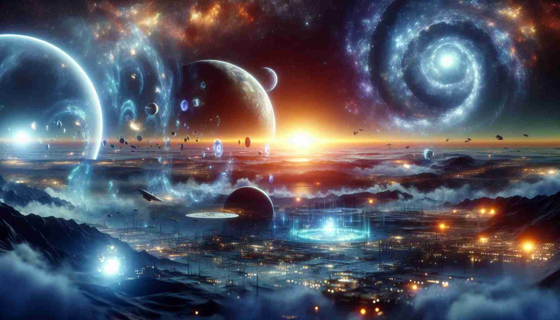 A high-definition, realistic depiction of an expanding view on the concept of a cosmic energy or 'force' that is abundant in a universe inspired by sci-fi galactic tales. Imagine serene landscapes of different planets, glowing and mysterious energy fields, spaceships that defy the laws of physics, and a wide range of different species interacting in harmony with this 'force'. Each entity, whether animate or inanimate, seems to be interconnected through this universal energy field, exhibiting some form of sentience or capability to harness it.