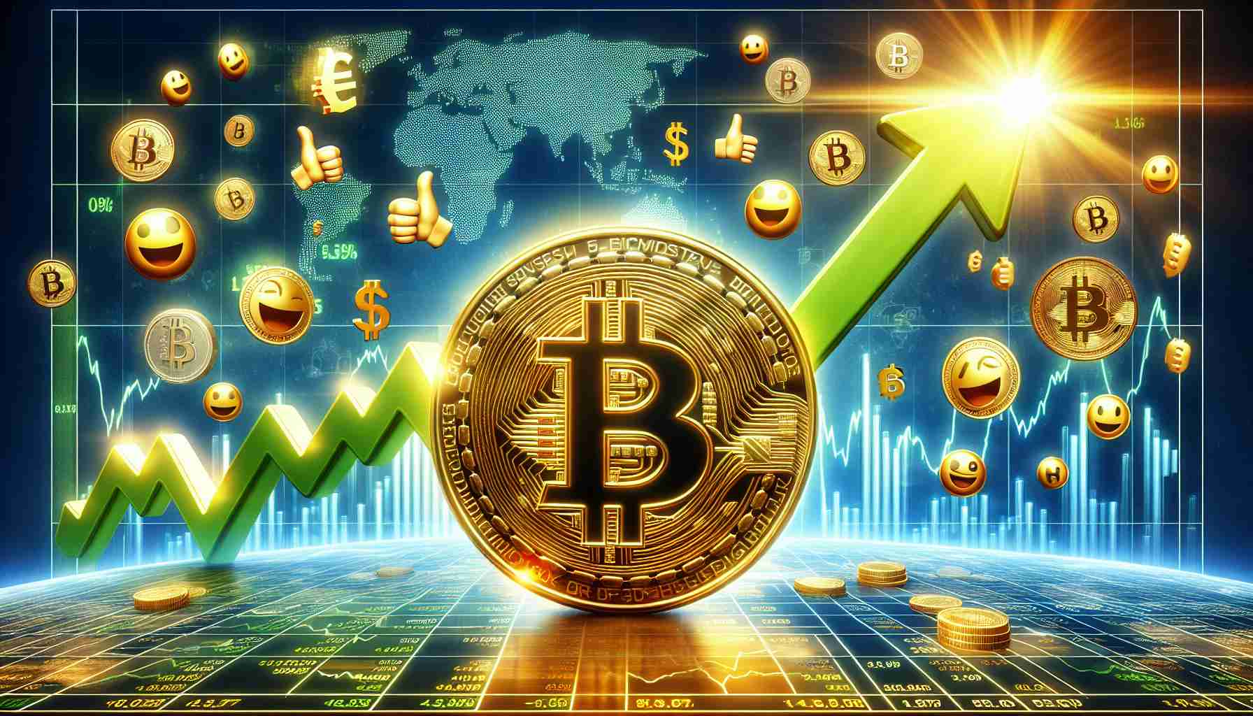 Envision an HD realistic visual representation of a significant surge in Bitcoin ETFs amidst a favorable market sentiment. Picture a large, glowing golden bitcoin symbol ascending prominently against a backdrop of rising stocks, represented by an upward trending green line graph. A group of various currency symbols are in the background representing the international market, and positive emoticons and thumbs up symbols float contentedly in the periphery symbolizing the encouraging market sentiment. Everything is depicted in a slick, modern visual style.