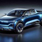 High-definition, realistic image of an innovative electric pickup truck, the concept of a futuristic model imagined for the year 2025. The truck features cutting-edge design elements typical for this kind of vehicle made by an unnamed American automobile manufacturer. Characteristics include sleek lines, an aerodynamic build, eco-friendly features like solar panels and a charging port, and advanced technology within the cabin. The color should be a royal blue to represent the forward-thinking and eco-conscious nature of electric vehicles.