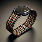 Create a high-definition, realistic image of a unique woven band designed for a generic smartwatch. The band should feature a magnetic link for easy attachment and detachment while emphasizing a sense of style and sophistication. The color, texture, and design intricacies of the woven band should reflect not only durability and sturdiness but also a elegance and style that can enhance the aesthetic appeal of any smartwatch.