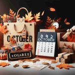 A realistic, high-definition image showcasing the theme of 'October Deals'. The scene should have various elements that signal to unmissable discounts. These could include a shopping bag decorated with autumn leaves, a banner indicating sales, and a calendar open to the month of October. The image should convey a sense of urgency and excitement, capturing the anticipation of a retail sale event that is too good to pass up. The overall tone should echo the colors of autumn and the feeling of the shopping season kicking into gear.