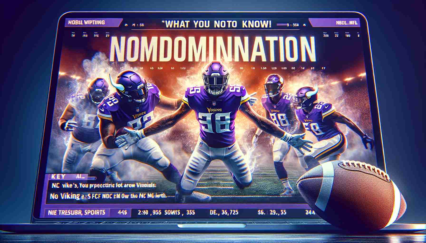 Realistic HD photo of a crucial Viking-themed American football match, representative of the Viking's team domination over the NFC North. The image should convey the intensity and excitement of the competition. A supplemental visual can include a list of key points or data, titled 'What you need to know!', giving insight into the predicted domination.