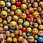 Create a high-definition, realistic image representing an educational concept. It includes a variety of emoji faces with various expressions. These emojis are arrayed in a manner that makes them seem akin to a new, visual language. They are detailed, filled with vibrant colors and are found in several different forms. Some are laughing, some showing sorrow, some neutral and some confused, all indicating a broad spectrum of human emotions. These emojis are all being used to teach and explain different sentiments, thus representing 'Understanding Emoji Expressions: A New Language'.