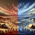 A realistic high-definition image representing the abstract concept of unseen forces at play in a metaphorical political battleground. Picture this: an old-fashioned battleground landscape with two opposing sides. Each side has strategic tents, formations, flags, and other similar elements. But, give it a modern twist. Instead of soldiers, include minimally visible streaks of energy, colors, or light, symbolizing unseen forces. Avoid including political symbols, figures or text. The setting could have geographical features resembling the state of Georgia, USA, for elements of familiarity.