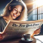 Create a vivid, realistic, high-definition image of a person engrossed in reading 'The New York Times'. They are seated at a wooden table with a cup of freshly brewed coffee next to them. Their eyes light up as they keenly peruse through the newspaper, clearly engrossed in the enlightening stories. The atmosphere exudes a strong sense of joy and contentment. A bright morning sun shines through the window, casting a warm glow on the scene.