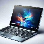 Create a realistic, high-definition photo of a compact, powerhouse computing device designed for everyday use, specifically an 11 inch, sleekly designed tablet with a detachable keyboard reminiscent of the design of Lenovo Chromebook Duet.