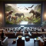 A realistic high-definition image presenting a scene that enhances your viewing experience with projectors. The scene showcases an ambient, cozy room with soft, dimmed lights highlighting a large white screen, where a high-quality projector is showing a visually captivating wildlife documentary. Plush seating arrangements are in front of the screen filled with eager and enthusiastic movie watchers of varying genders and descents such as Caucasian, Black, and Hispanic. On a side table, there's a bowl of popcorn, drinks and 3D glasses, representing a perfect setting for a projector-based home cinema.