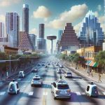 Generate a high-definition, realistic image representing the concept of a 'Self-Driving Revolution'. The image should depict autonomous vehicles on the streets of a city that matches the general architectural and environmental aesthetics of Austin, Texas. The scene should communicate an embracing of a technologically advanced future, with modern infrastructure facilitating self-driving cars, and people of diverse descents and genders welcoming this change.