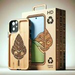 Generate a realistic HD image of an environmentally-friendly phone case. It should be made from sustainable materials that evoke a sense of respect for nature, like bamboo or recycled plastic. The case design should promote ultimate protection for the phone while maintaining a stylish aesthetic. The colors should be earthy and natural, suggesting its eco-consciousness. Display the case as if it's in a promotional poster, emphasizing its eco-friendly features along with its durability and style.