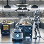 A highly detailed and realistic image showcasing the revolution of robotics in the culinary world. Highlight a futuristic and sleek kitchen, vastly different from a traditional setup. Illustrate a robotic chef in the midst of preparing a gourmet dish. The robot should be designed with precision and grace, perfectly executing each culinary task. The ambiance should convey the cleanliness, efficiency, and modernity that technology has brought to this sector. Please don't include any humans in this scene. The image should purely focus on the robotic chef and its environment.