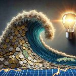 High definition image illustrating the metaphorical concept of a 'stock market surge'. Picture a tidal wave made of coins and dollar bills, symbolizing a massive increase in financial assets. The wave surges over a graph curve, which represents the stock market. For 'the shocking truth' behind it, depict a lightbulb suddenly lighting up in the vicinity of the wave symbolizing a revelation or insight into the situation.