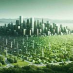 A detailed and realistic high-definition image representing the concept of the green dream of American Electric Power fading. It could illustrate a lush, verdant, energy-powered cityscape gradually transforming into a scenery with fewer green elements and more traditional power sources, conveying the idea of eco-friendly power shifting towards conventional methods.