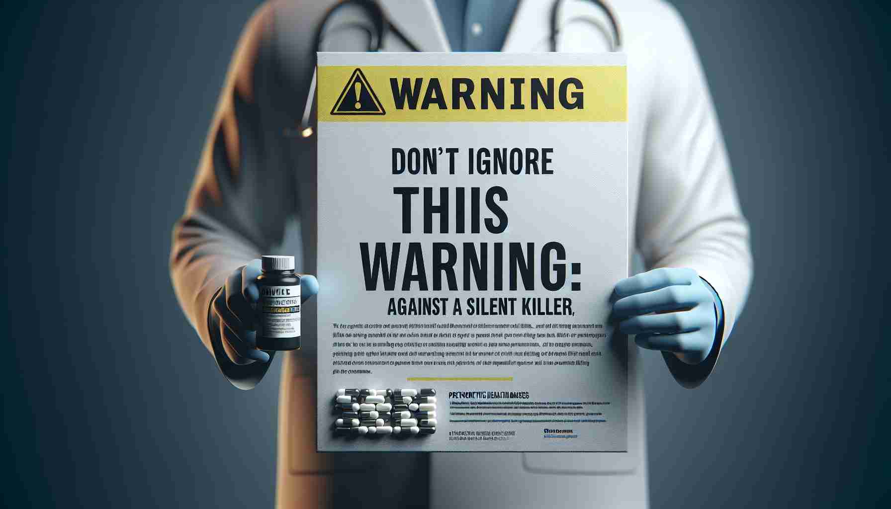 Realistic high-definition image of an important message, reading: 'Don't Ignore This Warning: People are Taking Action Against a Silent Killer.' The context should be mainly around healthcare, with an emphasis on preventive health measures being taken against a dangerous but unobtrusive threat.