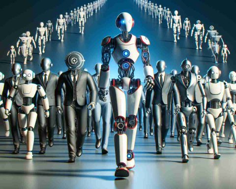 A high-definition, realistic image showcasing the concept of revolutionary robotics. The focal point of the image is perhaps an advanced robotic machine leading a procession of various types of innovative robots. Different robots in the parade depict the many cutting-edge facets of robotics. Prominence should be given to showcase the uniqueness of the leader robot, emphasizing the unexpected nature of who or what is leading the wave of advancements in robotics.