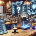 A photo-realistic, high-definition image representing the concept of 'Coffee Revolution', illustrating how artificial intelligence is impacting the way we consume our morning caffeine. Visualize a modern coffee shop scene with an AI-controlled barista brewing a fresh cup of coffee. There are touchscreens for order customization, robotic arms preparing drinks, and perhaps digital displays showing recommended brews based on machine learning algorithms. The atmosphere is lively and innovative, portraying a glimpse of the future where technology is deeply integrated into our daily routines.