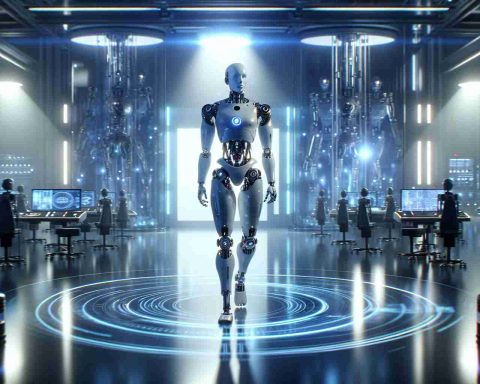 High definition, realistic image of a futuristic robotics lab setting. In the center, there's a humanoid robot, sleek and advanced, that could possibly be OpenAI's latest work in robotics. There's an aura of anticipation and bold innovation in the image, as if suggesting the possibility of significant breakthroughs in humanoid robotics. The scene captures the breadth, depth and details of the lab with precision. With innuendos of technological innovations, the image leaves one pondering whether the inception of highly sophisticated humanoid robots might be closer than we think.