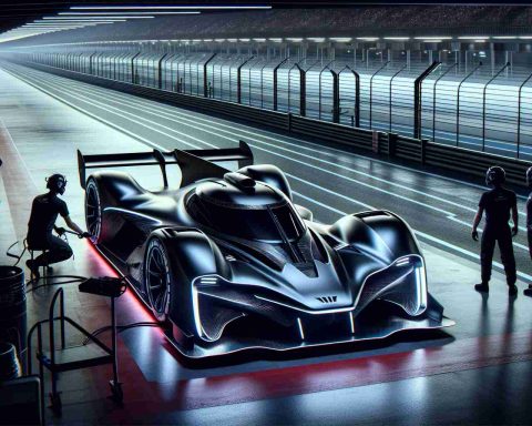 A high-definition, realistic image showcasing a revolutionary new motorsports car from Genesis, being prepared for a thrilling race. The car has a sleek and innovative design that is sure to turn heads, and is on the verge of a high-octane race, embodying the thrilling future of motorsports.