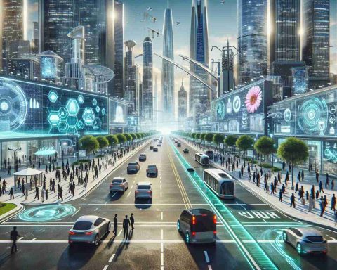 A realistic high-definition image of a cityscape in the future. Showcase an advanced urban environment reflecting cutting edge technology, smart infrastructure, futuristic architecture and transportation systems. Present an avenue pulsating with digital art, screens projecting holograms, autonomous vehicles efficiently navigating, solar panels and green rooftops, while pedestrians of diverse descents - Caucasian, Hispanic, Black, Middle-Eastern, South Asian and East Asian - navigate seamlessly, embodying the essence of the future urban DNA.