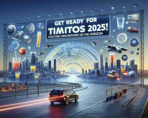 A realistic high-definition image depicting a scene conveying the anticipation of 'Get Ready for Timtos 2025', showing various breakthrough technological innovations on the horizon. The scene also includes a large banner with the text 'Get Ready for Timtos 2025! Exciting Innovations on the Horizon'.