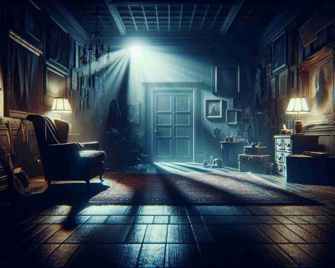 Generate a realistic High-Definition image that conveys the intrigue and mystery of a season premiere of a fictional show. The image should include suspenseful elements, such as a dimly lit room, mysterious shadows, possibly a reveal of a significant plot element or artifact. The atmosphere needs to convey a sense of engagement and the anticipation that comes with the beginning of a new season of a popular series, without giving away too many details.