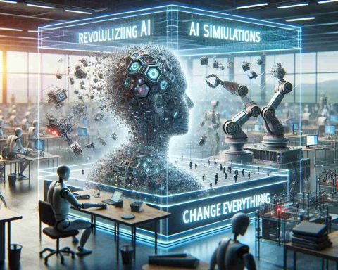 A high-definition, realistic image depicting the revolutionizing impact of AI simulations on robotics training. Visualize an environment where robots are learning and evolving through advanced simulations. These simulations are complex, featuring various obstacles and challenges. This technological shift is set to change everything, as implied by the presence of sophisticated tools and futuristic robotics designs. The overall tone is optimistic, showcasing a bold leap forward in the way robots are trained.