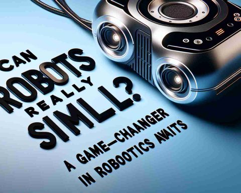 An HD photo showing the concept of robots having the ability to smell. The image could have an advanced, sleek-looking robotic device, designed with high-tech sensors that indicate its ability to perceive odors as part of its features. A phrase that says 'Can Robots Really Smell? A Game-Changer in Robotics Awaits' is written in a modern and engaging typographical style.